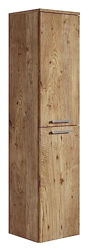 Badplaats B.V. Badezimmer Badschrank Saturnus 130cm Eiche Kastanie - Regal Schrank Hochschrank Schrank Möbel