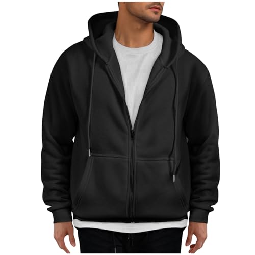 Zip Up Hoodie Men Mens Full Zip Casual Fleece Hooded Drawstring Hoodies Pullover Sweatshirts Long Sleeve S-2XL