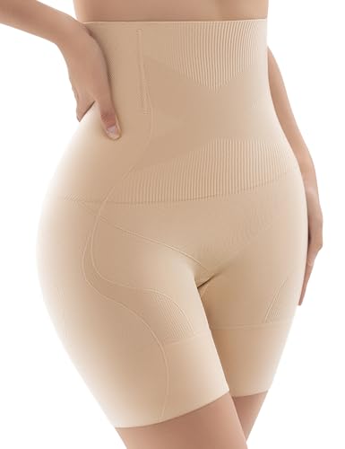 Image of KLVEE Shapewear for Women Tummy Control, High Waisted Body Shaper Shorts Butt Lifting Thigh Slimmer Shapewear under dress nude
