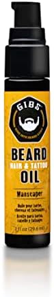 GIBS GROOMING Beard, Hair & Tattoo Oil, Manscaper YELLOW,BLACK, (51701) , 1 Fl Oz (Pack of 1)