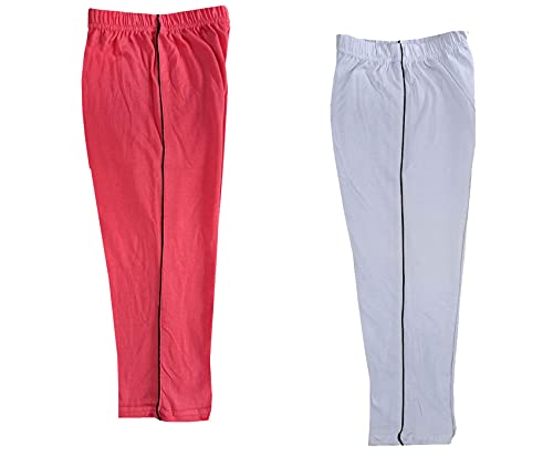 Image of indi weaves Girls Cotton Solid Capri 3 /4th Leggings (Pack of 2)