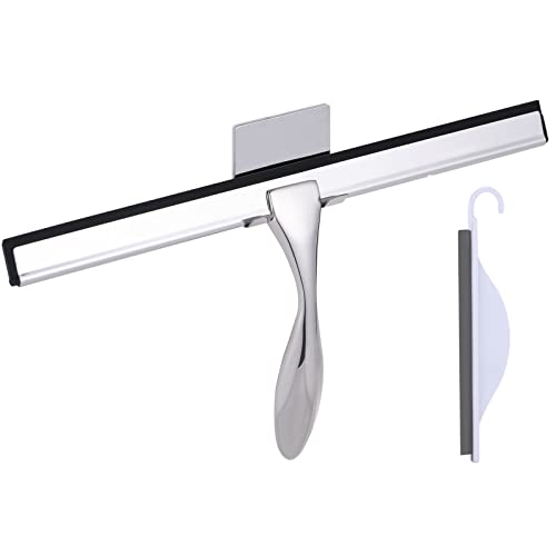 Xxflower Shower Squeegee For Window, Glass, Door, 12 Inches, Bathroom Multi-Purpose Squeegee, Stainless Steel, 1Pc Adhesive Hook Included, 1-Pack #TOP1