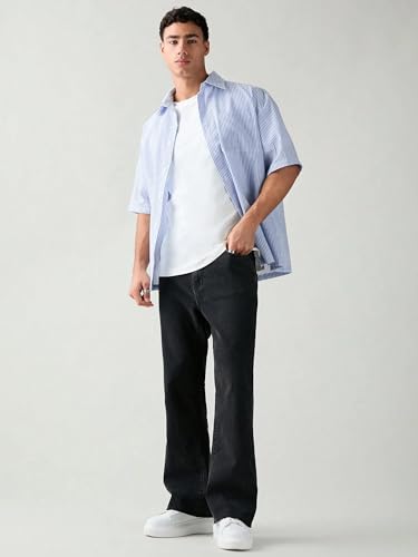 Image of Lymio Men Shirt || Striped Shirt for Man || Half Sleeve || 100% Cotton (Packs Also Available) (Oxford-Lining)