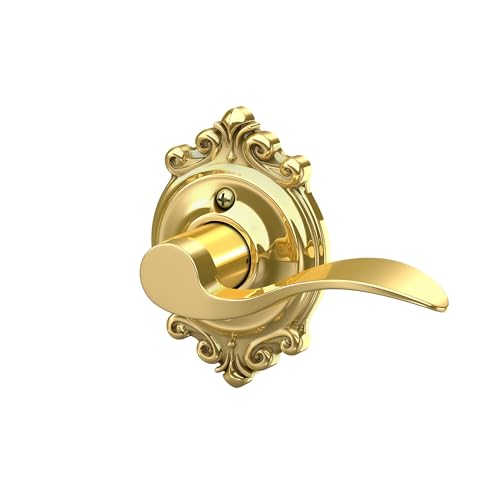Image of SCHLAGE Accent Lever with Brookshire Trim Non-Turning Lock in Bright Brass - Left Handed