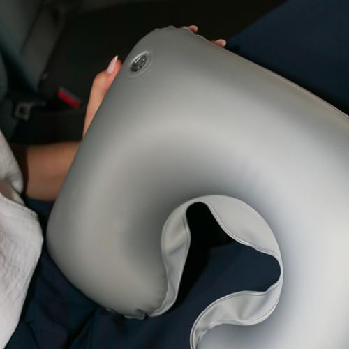 Almofada Travesseiro Protetor de Pescoço Ortopédica Inflável (Cinza)