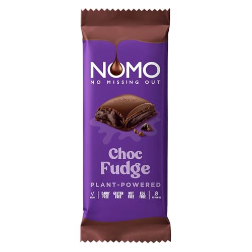 NOMO Fudge Filled Plant-Powered Vegan Chocolate Bars, Dairy Free, Gluten Free, Nut Free, Egg Free, 120g (6 bars)