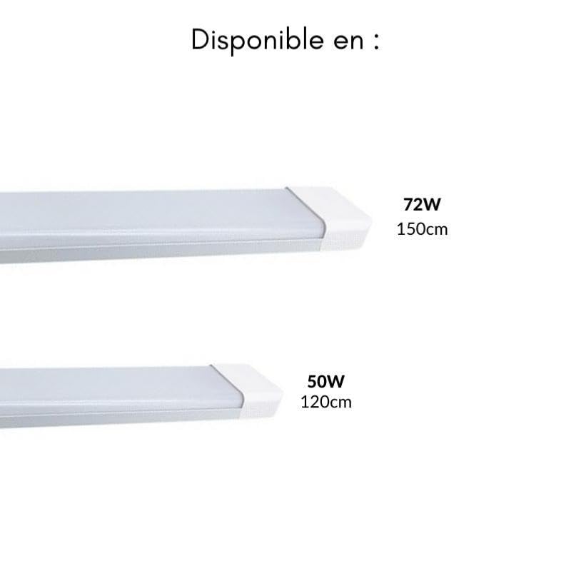 Réglette LED 150cm 72W - Blanc Froid 6000K - 8000K - SILAMP