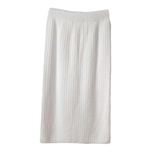 Women Knitted Long Skirt Solid Color Fitted Stretch Slit Skirt Strapless Bodycon Maxi Skirt Winter Warm Skirt