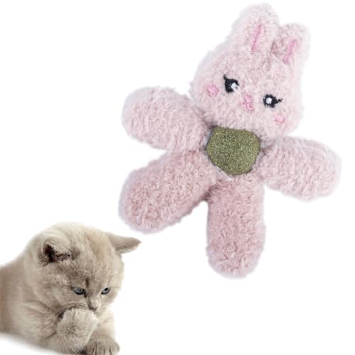 Gavpepy Cat Toys with Catnip Kitten Chew Bite Supplies Boredom Relief Fluffy Kitty Teeth Cleaning Chewing Cat Lovers Interactive Plush Gift (Rabbit)
