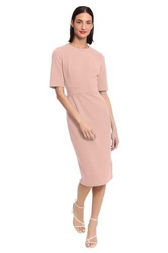 Image of Donna Morgan Women's Curved Waist Seam Crepe Workwear Dress Career Office Desk to Dinner Event Occasion Guest of