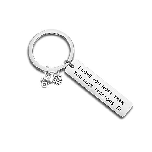 MYOSPARK Tractor keychain I Love You More Than You Love Tractors Farmer Gift Jewelry For Him