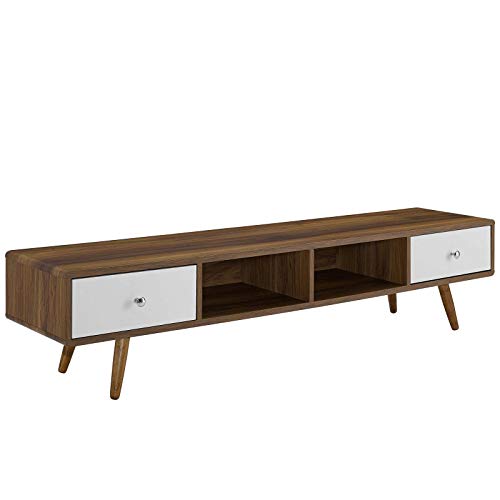Modway Transmit 70" Media Console Wood Tv Stand, 70 Inch, Walnut White #TOP1