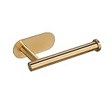 Toilet Paper Holder Self Adhesive, Premium Thicken Stainless Steel Rustproof Adhesive Toilet Roll Holder no Drilling for Bathroom, Kitchen, Washroom Gold