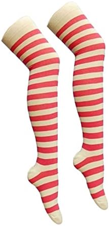 Style Lockers® New Ladies Girls Over The Knee Long Casual Plain Stiped Microfiber Socks Assorted Colours - Women Thigh High Socks UK Size 4-6