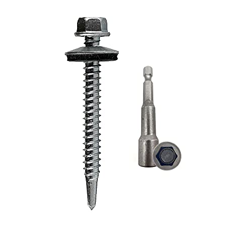 DOJA INDUSTRIAL | 100 Vis Autoperceuse à Tête Hexagonale avec Douille Magnétique M8 | 5,5x50 mm | Acier Zingué | pour Tole Acier, Bride de Fixation, Matériel de...