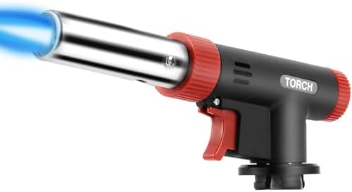 【最新強化版】トーチバーナー ガスバーナー パワートーチ 逆さ使用可能 料理用 ガストーチ 900℃～1300℃ 火力調節 耐熱 炎と温度調整可能 炙り調理 BBQ/料理/お菓子作り 炭火起こし 溶接 キャンプ アウトドア用品 (燃料別売り) [並行輸入品]