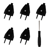 Bahan alamy Euro Flachstecker, 5 Stück Eurostecker Flach, Steckdosenstecker Flach Stromstecker 220V 2.5A Stecker Flach Schraubanschluss Lose