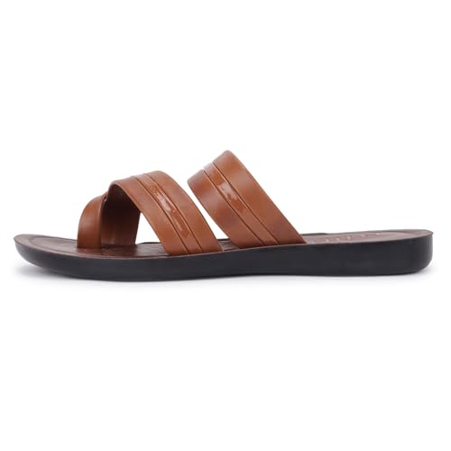 Image of FLITE PUG-176 Men's Slippers Black Tan | Lightweight EVA Sole Anti-Skid Flip Flops | Comfortable Casual Chappal for Men Indoor Outdoor