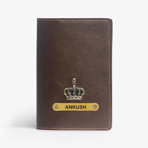Image of ncgifts Customised Leather Passport Holder: Personalised Name & Charm for Men & Women - Unique Travel Gift, Document Organiser, Boarding Pass Holder, Customised Gifts for Men & Women (Brown)