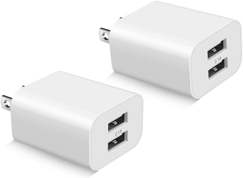 Bloque de cargador de pared USB, paquete de 2, adaptador de carga de energía con enchufe de cubo de doble puerto para Apple, para iPhone 16/17/Air/15/14/13/12/XS Max/XR/X/8/8 Plus/7/6, para iPad Mini/Air, para Samsung, para Kindle Fire, para LG