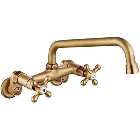 Wall Mount Faucet Antique Brass Kitchen Sink Taps Cover