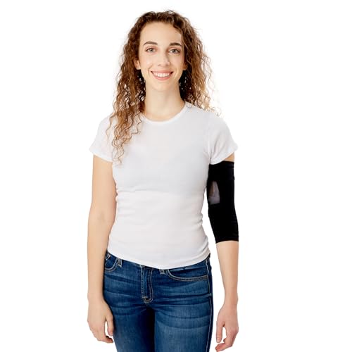Care+Wear Long PICC Line Cover Ultra-Grip Sleeve for Upper or Lower Arm with Mesh Window, Provides Comfort and Security (X-Small, Black)
