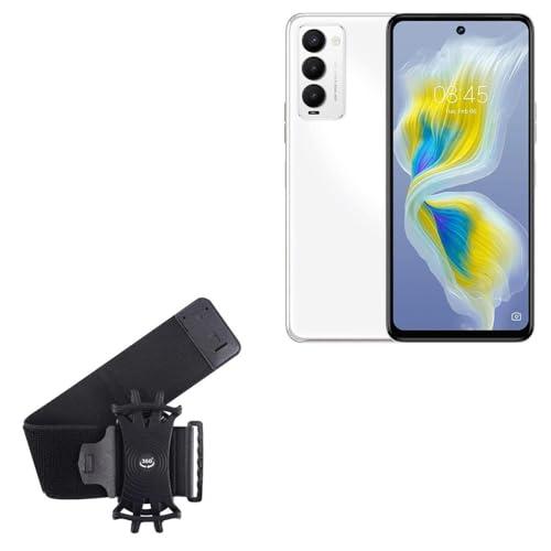 BoxWave Holster Compatible with Tecno Camon 18T - ActiveStretch Sport Armband, Adjustable Armband for Workout and Running - Jet Black