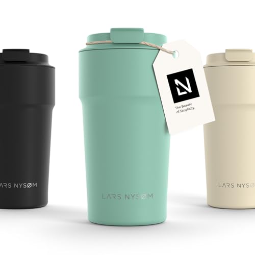 Image of LARS NYSOM Thermo Coffee Mug to go 17oz | Travel Mug 0.5 Liter with Insulation | Leak Proof Stainless Steel Thermal Tumbler for Coffee and Tea on the Go (Aqua Turquoise, 17oz)