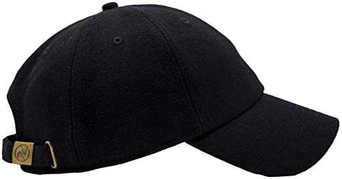 Classic 6-Panel Wool Blend Baseball Unisex Cap With Adjustable Brass Buckle (Black) #TOP1