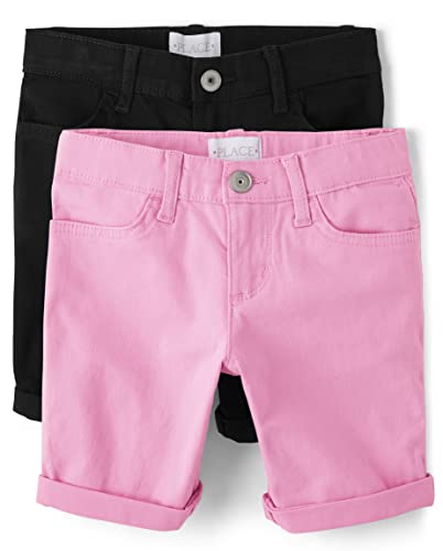 The Children's Place Girls' Sold Skimmer Shorts 2 Pack, Black/Pink, 6X/7 #TOP18