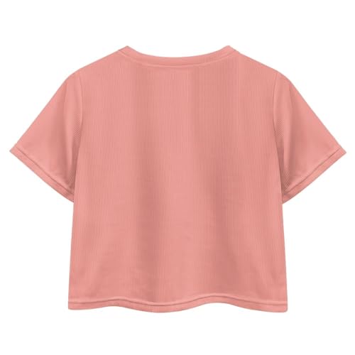 Image of Girls Fashion Crewneck Tee Shirts Casual Short Sleeve Crop Top Summer Outfits 5-14 Years Old