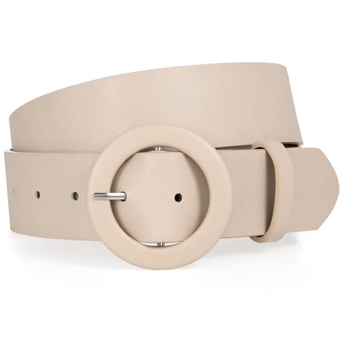 Image of XZQTIVE Women's Wide Belt Fashion Ladies Belt with Round Buckle for Jeans Pants Dresses