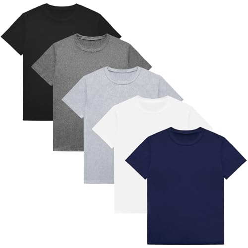 VOGRYE 5 Pack Boys Shirts Short Sleeve Shirts for Boys Cotton T-Shirts Kids Toddler Tshirts Tees Clothes Summer Tops