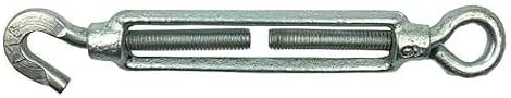 Galvanized Turnbuckle Hook and Eye Light Duty Wire Rope Tension (1, M6)