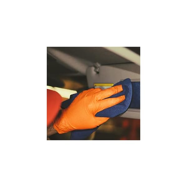 FITT Orange Nitrile Disposable Industrial Gloves, Raise Texture, 8 Mil