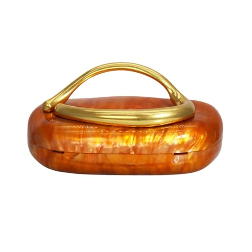 Image of Women Evening Clutch Purse Metal Handle Acrylic Purse Unique Shoulder Bag Causal Handbags for Bride Party Wedding