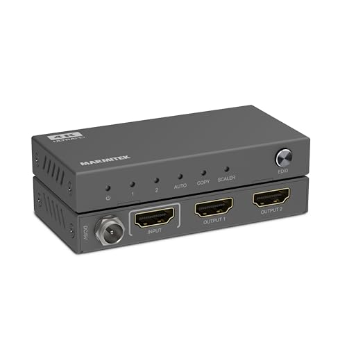 HDMI Splitter 4K 60Hz Marmitek Split 612 Pro – HDMI Verteiler für Zwei Displays gleichzeitig – HDR, 4:4:4 Chroma, 18 Gbps, EDID-Schalter, HDCP 2.2 – Ultra HD – 3840x2160