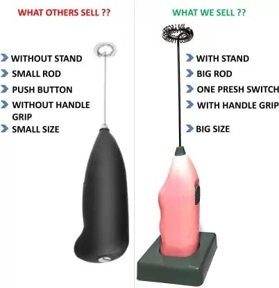 Image of Electric Milk Frother with Stand Handheld Whisk Beater Foam Maker for Mocktails Coffee Latte Matcha Foamer Cappuccino Lemonade - (Batteries are Not Included) (Multi New) (Black New)