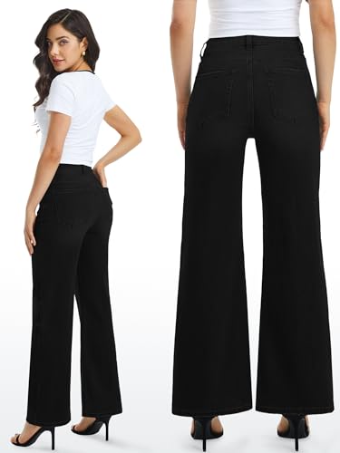 ONESO Womens Wide Leg Jeans High Waisted Button Fly Stretchy Flared Jeans for Women Baggy Denim Pants2