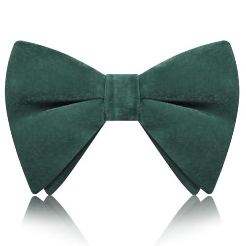 Image of Luckyvestir Velvet Bow Tie Oversized Bow Ties for Men Adjustable Black Clip on Bowtie for Tuxedo Shirt Wedding Prom