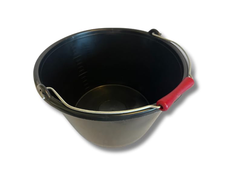 Kibros Lot 6 seaux à veau plastique noir 15L anse métal zingué