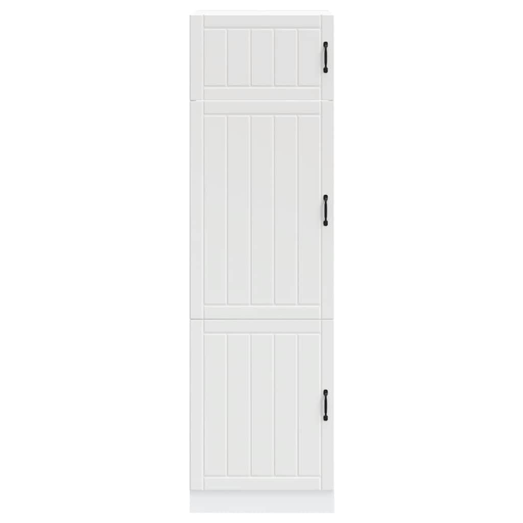 Armoire de Cuisine Lucca Blanc Bois d'ingénierie 60x57x207 cm avec Pieds réglables Grande capacité Rangement Vaisselle casseroles ustensiles pour Salle Salon entrée