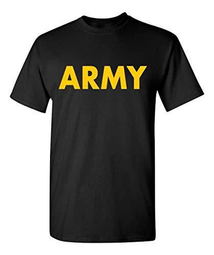 Lucky Ride Military Gear Black Army Short Sleeve T-Shirt with Gold Print