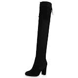  SCARPE VITA Damen Stiefel Overknees 70s Langschaft Boots Blockabsatz 164150 Schwarz 37