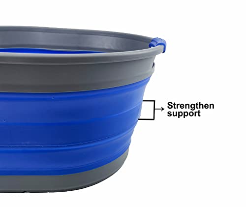 SAMMART - 23L Collapsible Plastic Laundry Basket - Oval Tub/Basket - Foldable Storage Container/Organizer - Portable Washing Tub - Space Saving Laundry Hamper (Grey/Purplish Blue) - Image 8