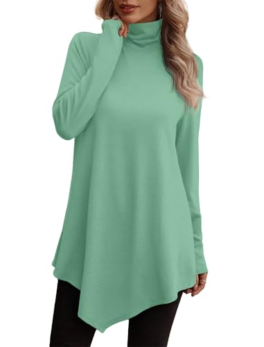 Image of JUSTFASHIONNOW Turtle Neck Shirts for Women Long Sleeve Fall Tunic Tops