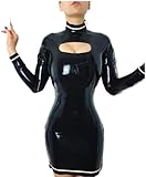 Latex Frauen Kleid Schwarz Gummi Latex Fetisch Weibliche Kleider Maßgeschneiderte Kleidung, Schwarz,Schwarz,Mittel