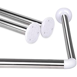 Barras Para Cortinas De Baño Carrefour MERCURY TEXTIL- Barra de cortina de Ducha en forma de L o L+U, Universal, Fácil Instalación, Barra de Acero Inoxidable. (Modelo L, Plata)