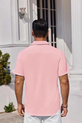 COOFANDY Mens Button Down Shirts Short Sleeve Stain Shield Dress Shirts Business Casual Shirt with Pocket4