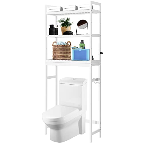 HITOMEN Over The Toilet Storage Cabinet, Bamboo Adjustable 3-Tier...